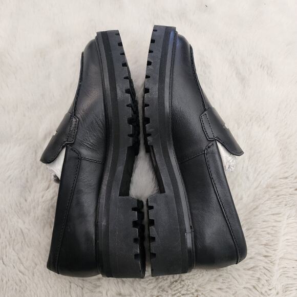 NEW Everlane The Lug Sole Chunky Platform Black Leather Loafers - Picture 8 of 11
